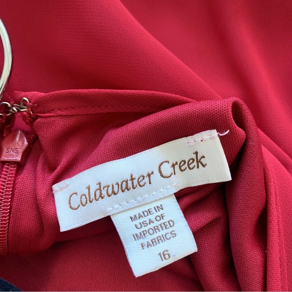 COLDWATER CREEK BURGUNDY SHIFT CHIFFON DRESS - Picture 4 of 11